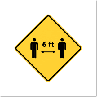 Coronavirus 6 ft yellow road warning sign Posters and Art